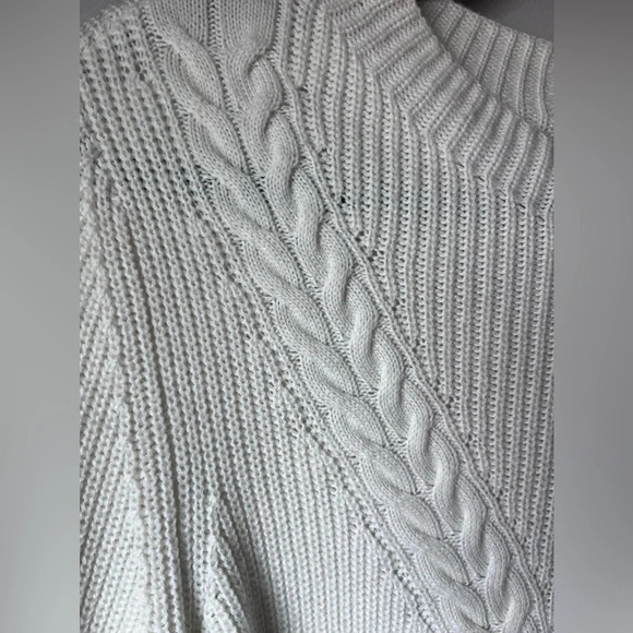 Talbots Sweater Women X Off White Cable Knit nylon Lambs Wool blend comfy cozy - Picture 3 of 7